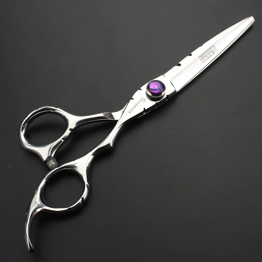 cutting scissors Новинка, для детей от 6 дюймов Парикмахерские ножницы костюм личность фиолетовый камень высокого качества Парикмахерская Профессиональный стиль ножницы парикмахера - Цвет: cutting scissors