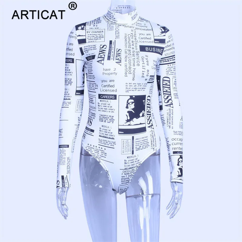 Articat с буквенным принтом, с длинным рукавом, с высоким вырезом, сексуальное рождественское боди, осенние зимние детские комбинезоны, женский комбинезон