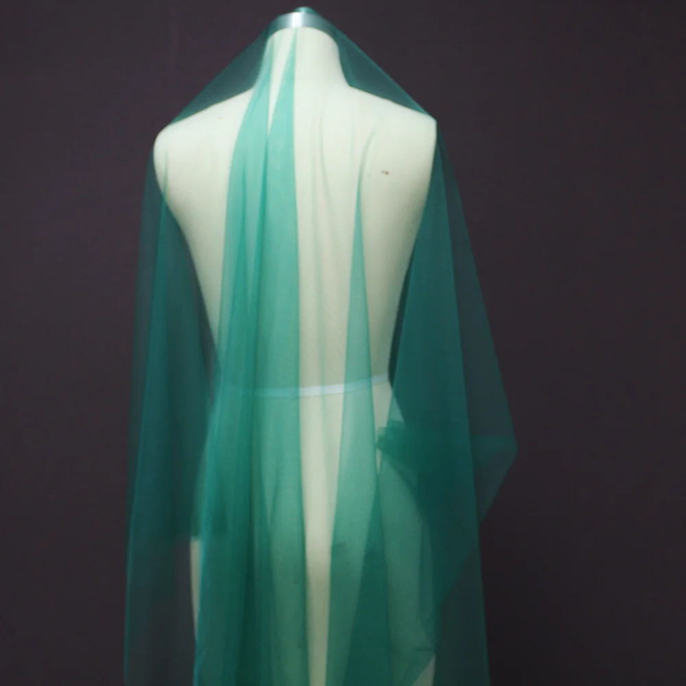 Реальные фотографии Новинка Один слой 3 метра зеленое Тюлевое свадебное платье