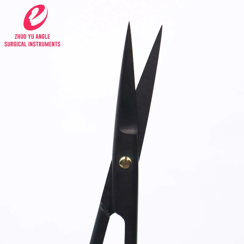 Глазные ножницы вольфрамовая углеродистая сталь фарфор PFM черная ручка