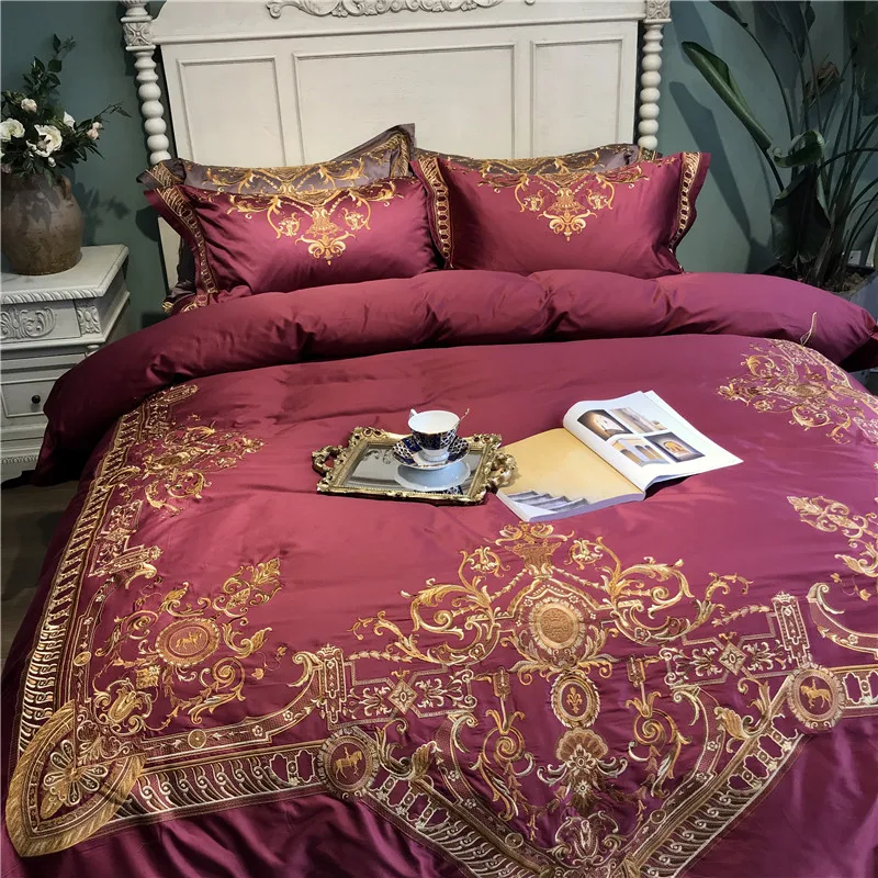 Винный красный и белый цвет коричневый Роскошный Королевский вышивка 100 S