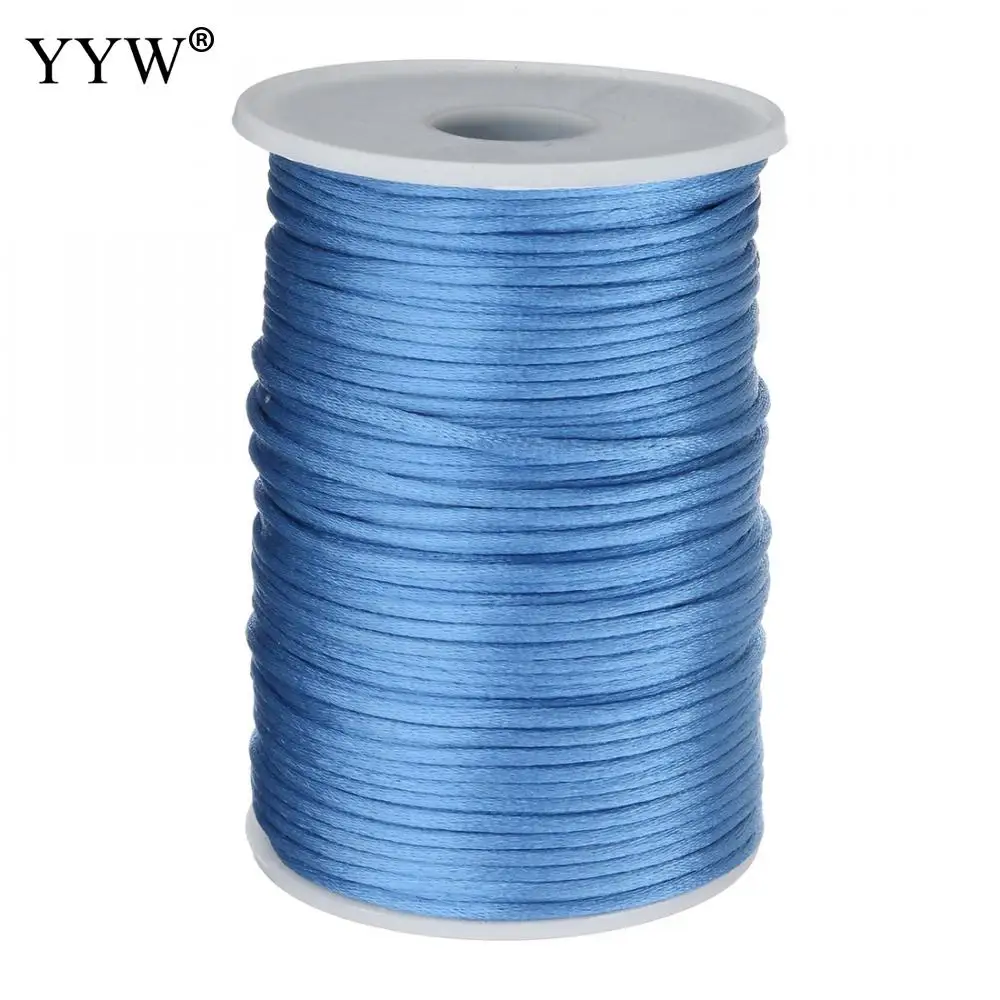 skyblue 24 цвета, 100 ярдов/шт, 2 мм, смешанный нейлоновый сатиновый шнур, шелковистый шнур макраме, Плетенный бисером, браслет, нить - Цвет: skyblue