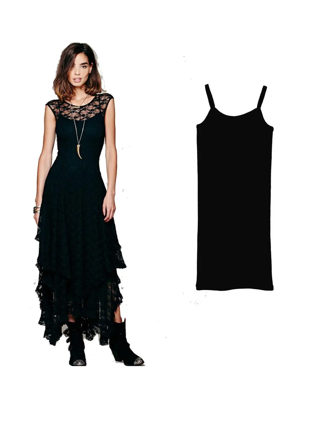 Black and Shirt Летнее элегантное белое кружевное платье размера плюс, сексуальные длинные платья для женщин, асимметричное пляжное платье с открытой спиной для офисных леди - Цвет: Black and Shirt