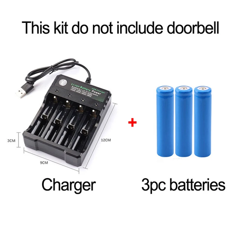 charge-3pc batteries Дополнительный дверной звонок аксессуары для W-iFi безопасности водостойкий Видео дверной телефон IP видеосвязь беспроводная камера Wi-Fi для дверного звонка кольцо колокольчик - Цвет: charge-3pc batteries