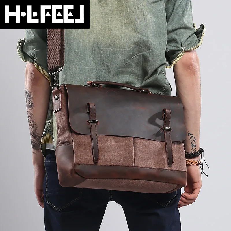 Мужская Холщовая Сумка FERR винтажная Повседневная сумка мессенджер портфель на