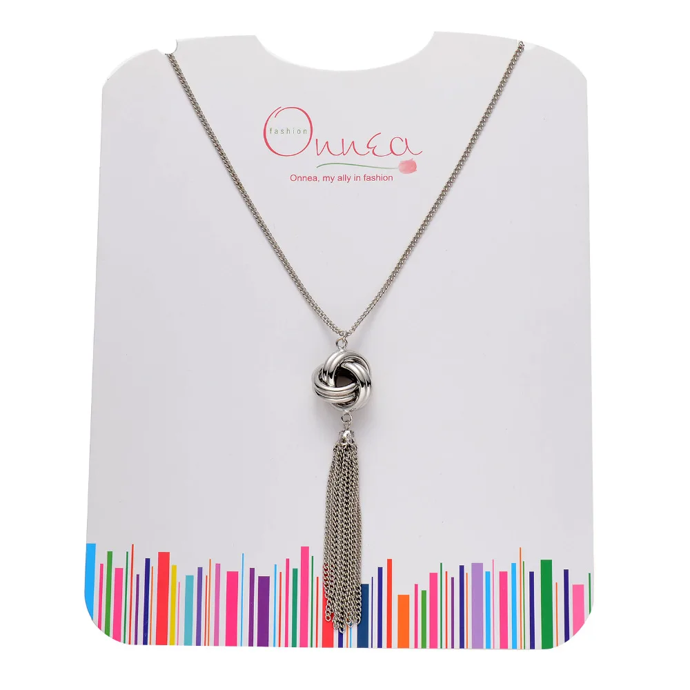 Onnea длинное серебристое ожерелье с милым узлом и кисточкой модная цепочка для