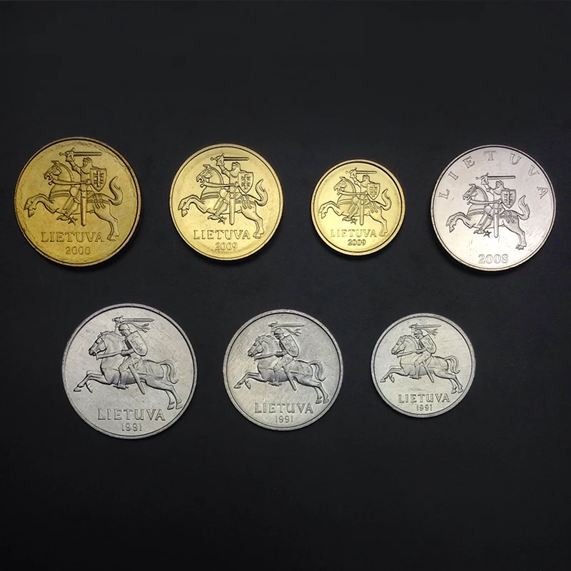 [L 2] комплект из 7 предметов в литовском стиле: монеты рыцарь UNC нераспространенные