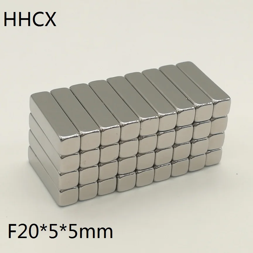 10 шт./лот неодимовый магнит 20x5x5 мм N35 Сильный квадратный NdFeB редкоземельный магнит 20*5*5 мм Магниты 20 мм x 5 мм x 5 мм