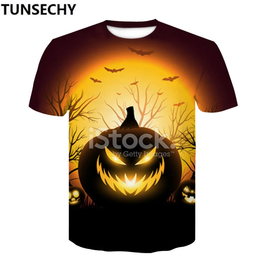 2018 новые рубашки с короткими рукавами на Хэллоуин мужские модные повседневные
