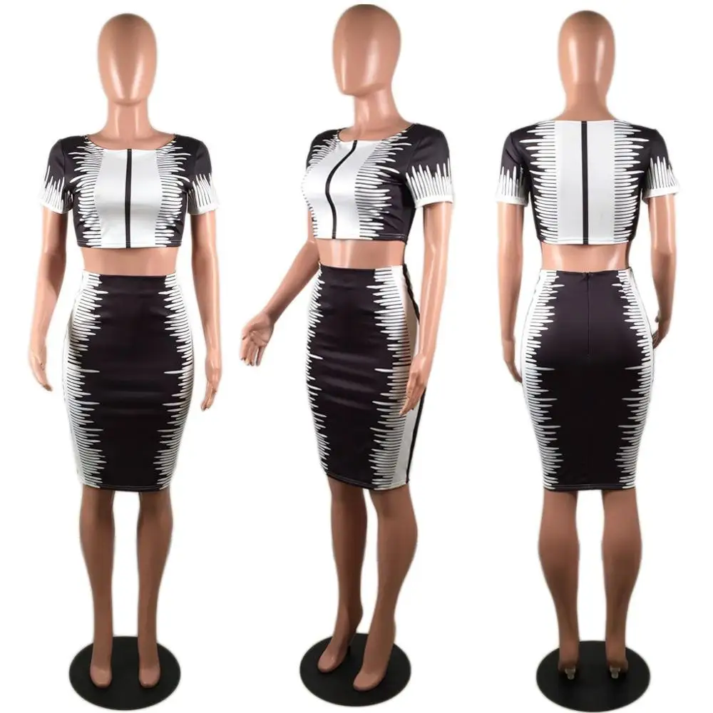 Укороченный топ и юбка комплект Повседневный 2 шт. костюмы для женщин Лето 2018 мода