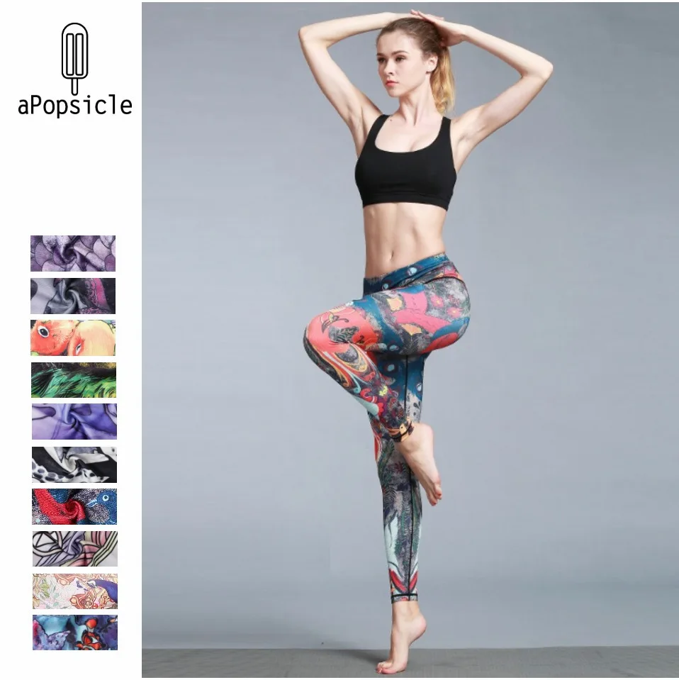 Женские штаны для йоги с принтом уникальные леггинсы занятий фитнесом