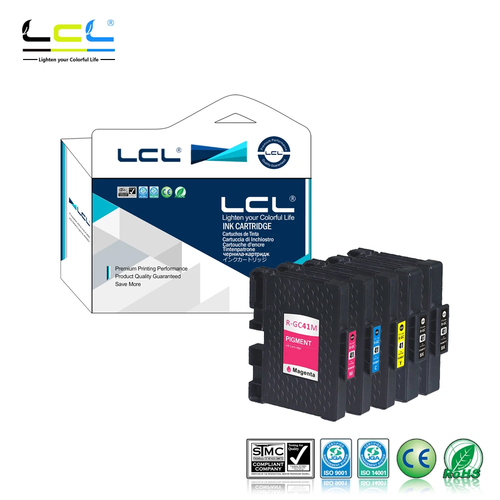 

LCL GC41 GC41K GC41C GC41M GC41Y GC 41 (5-Pack) Ink Cartridge Compatible for Ricoh IPSiO SG 2010L/2100/3100/7100/3110SFNW