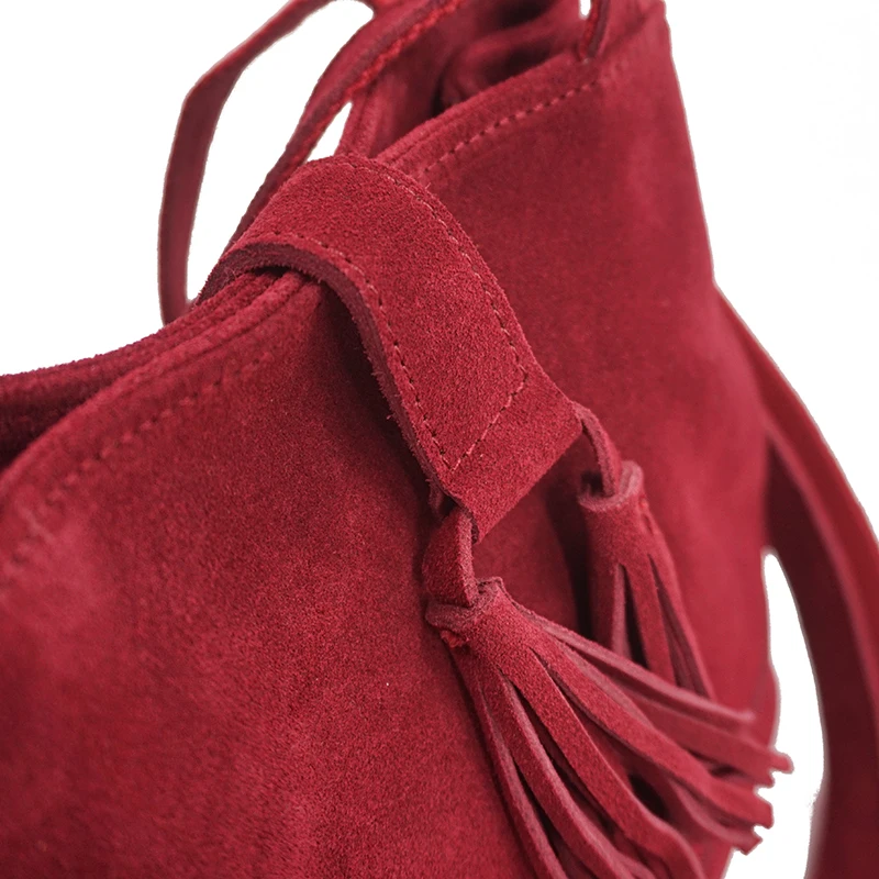 LilyHood 2020 женская сумка ведро из натуральной кожи этническая Цыганская с бахромой
