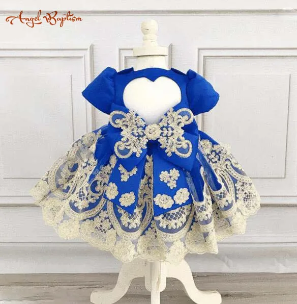 Бальное платье Королевского синего цвета с короткими рукавами платья на день