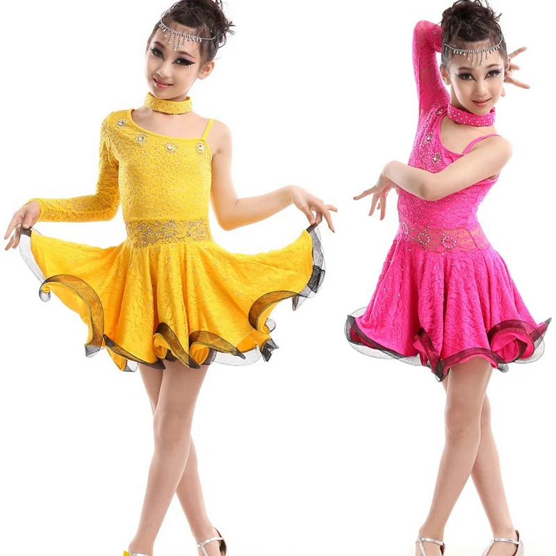 Детский Конкурс бальных танцев платье для латинских девочек танцевальные