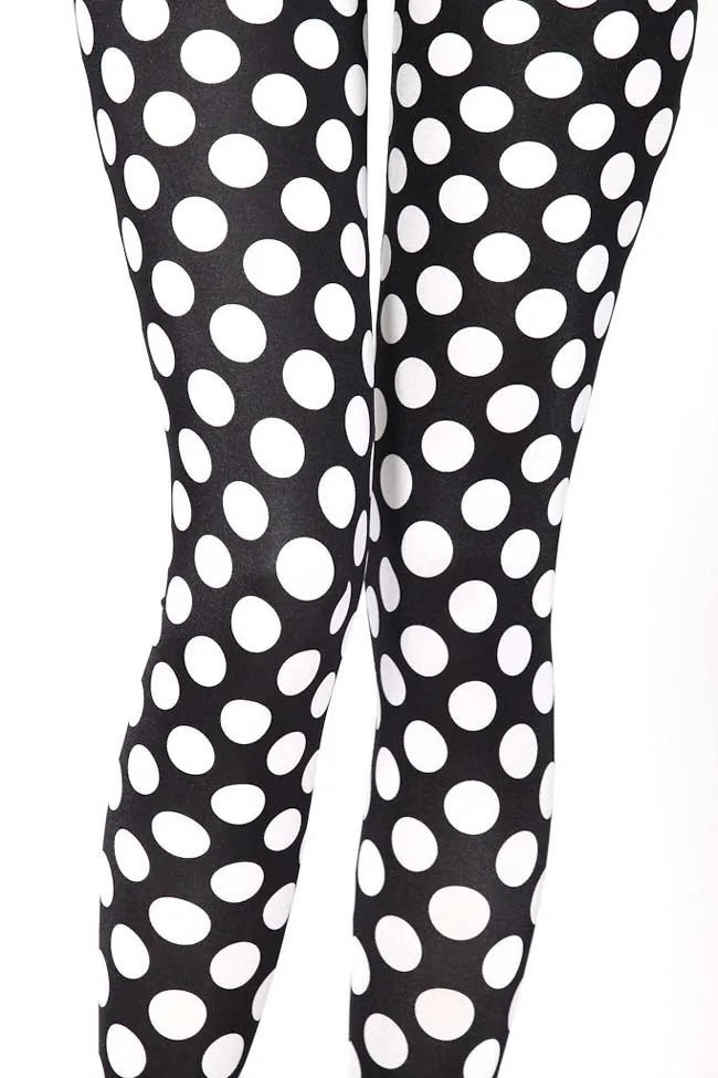 

The classic black and white dot leggings Smooth Material dots digital printing pants Free Shipping