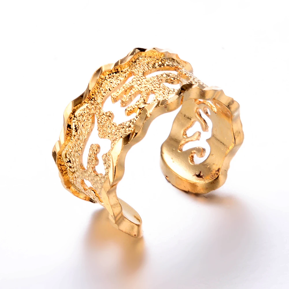 Регулируемое Золотое кольцо на удачу с мантрой из шести слов Индия Ближний