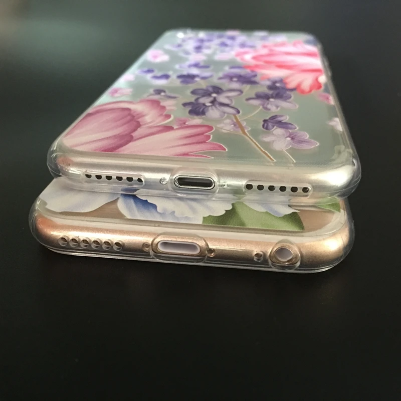 Kerzzil для iPhone 6 7 Plus Clear ТПУ Цветы Телефон чехол 6S задняя крышка красивый пион мягкие
