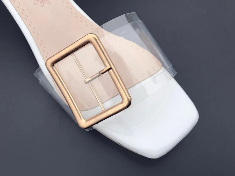 ????? 奪う猫透明高ブロックヒールスリッパ女性サンダル夏スライドクリア PVC ミュールピープトウシューズ Zapatos Mujer 白