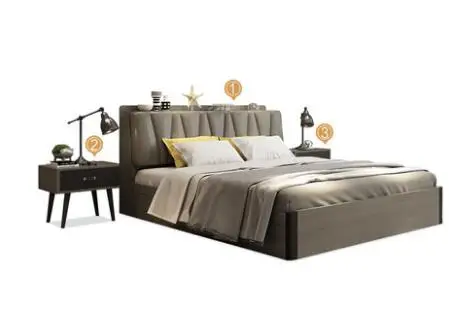 Bed with 2side table Рама DYMASTY натуральная кожа мягкая кровать современный дизайн кровать bett, cama мода king/queen Размер мебель для спальни - Цвет: Bed with 2side table