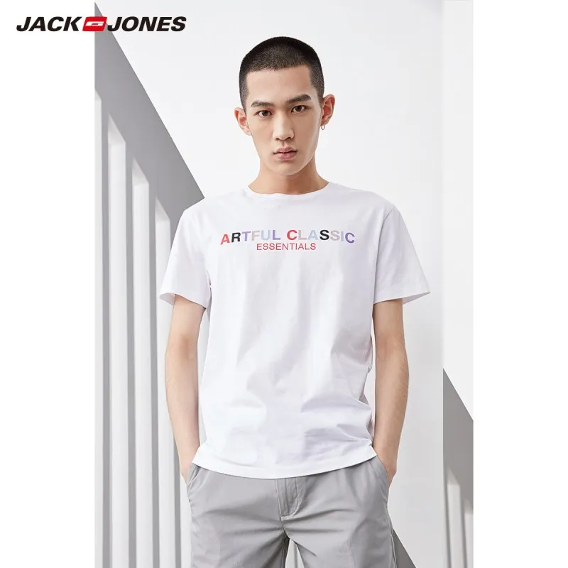 Мужская футболка с коротким рукавом JackJones уличная одежда из 100% хлопка принтом
