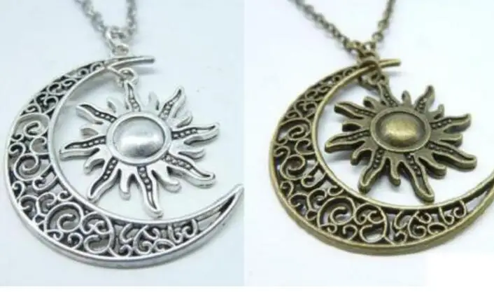 Панк полумесяц солнца ожерелья с подвесками Колье Воротник цепи винтажные