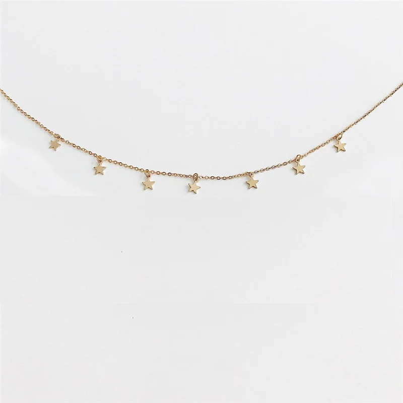 Модные богемные кулоны колье для женщин, цепочка, воротник в стиле Collares De Moda звезда Цепочки и ожерелья Для женщин Чокер-колье цвета: золотистый, серебристый Цепочки и ожерелья s