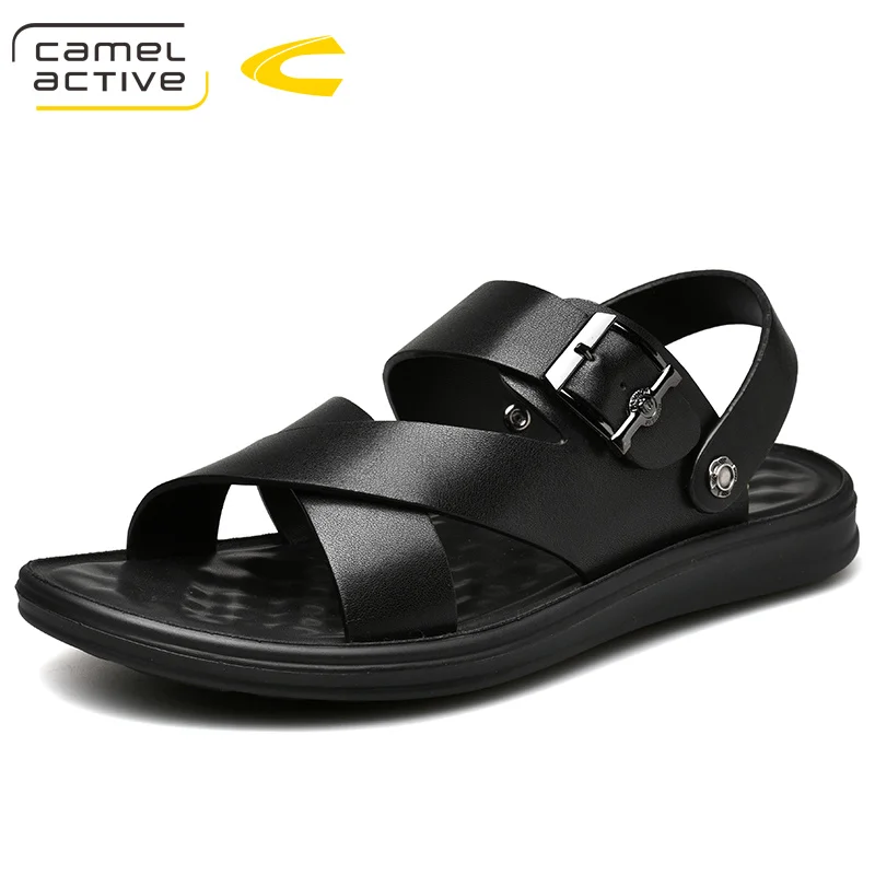 Мужские пляжные сандалии Camel Active черные повседневные Нескользящие слиперы из