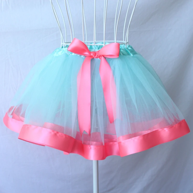 Бальное платье для маленьких девочек фатиновые юбки с лентой 3 Слойная Юбка пачка