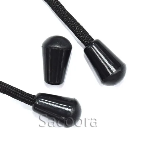 

1000pcs Bell Stopper With Lid Cord Ends Lock Stopper Plastic Toggle Clip Black