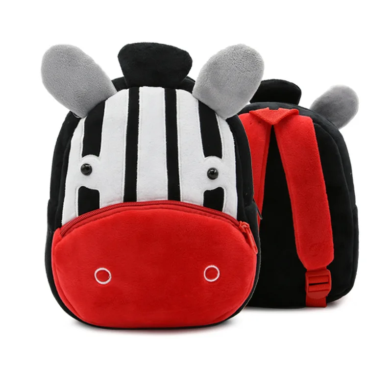 Детский Школьный рюкзак с рисунком зебры; удобный мягкий плюшевый материал для малышей; детский сад; детская сумка для закусок