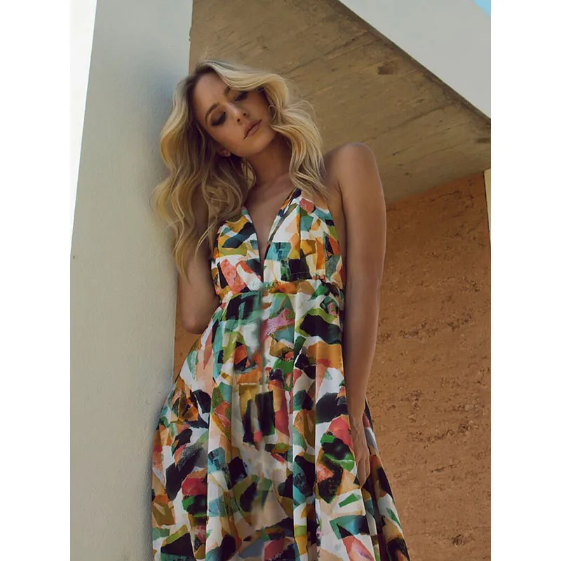 Винтажное пляжное платье с принтом Одежда для беременных женская одежда макси