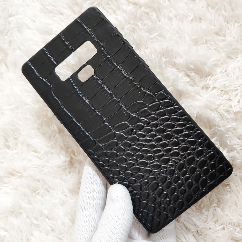New Real Genuine Leather Soft TPU Silicone Back Cover Crocodile Grain Natural Cowhide Phone Case For Samsung Galaxy Note9 Note 9 |
