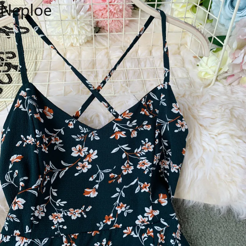 Женское богемное платье Neploe с разрезом летнее принтом V-образным вырезом без