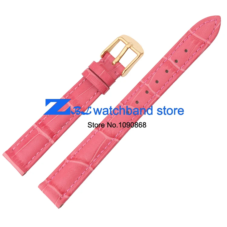 Розовые Ремешки для наручных часов из натуральной кожи 12 мм 14 16 18 20 женские часы с