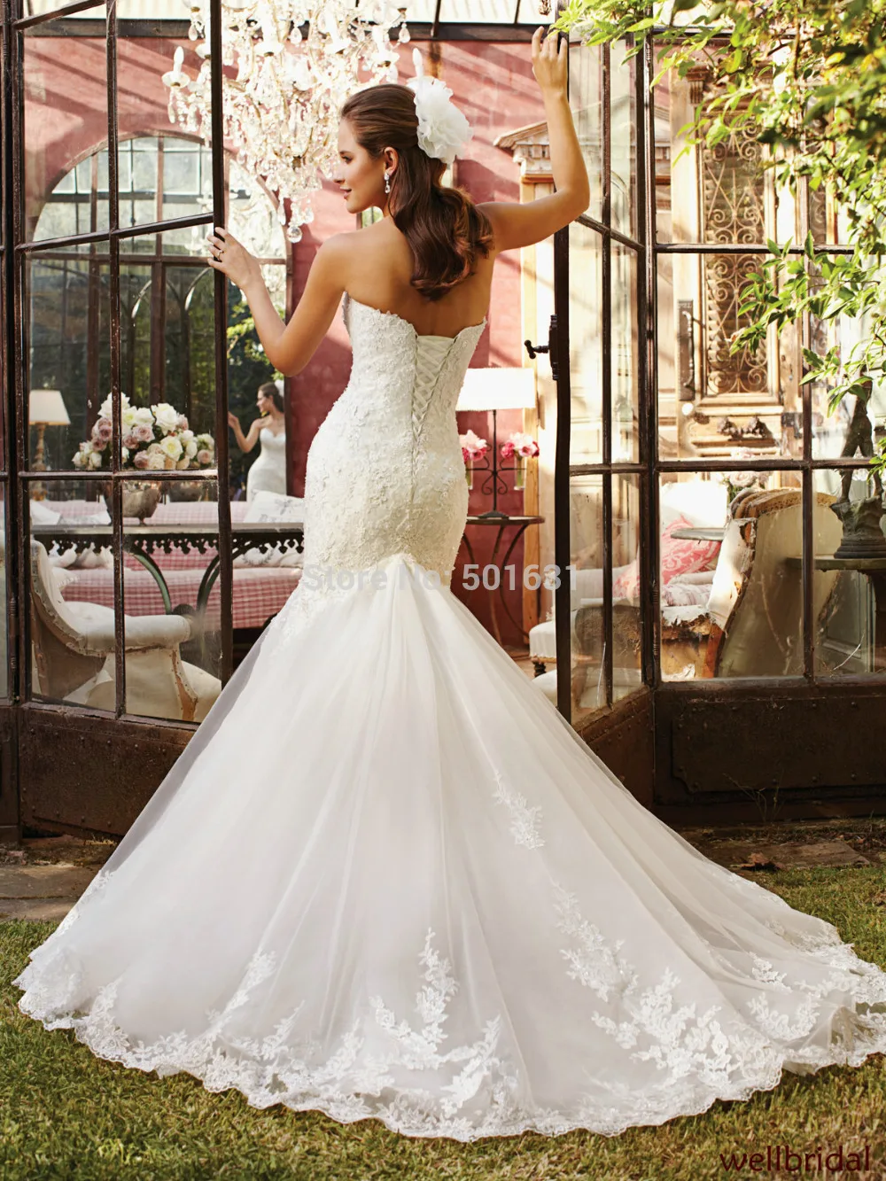 Actual Image Vestido de Novia New Sexy Lace Sweetheart Strapless Mermaid Wedding Dress 2015 Custom Size Any Color | Свадьбы и