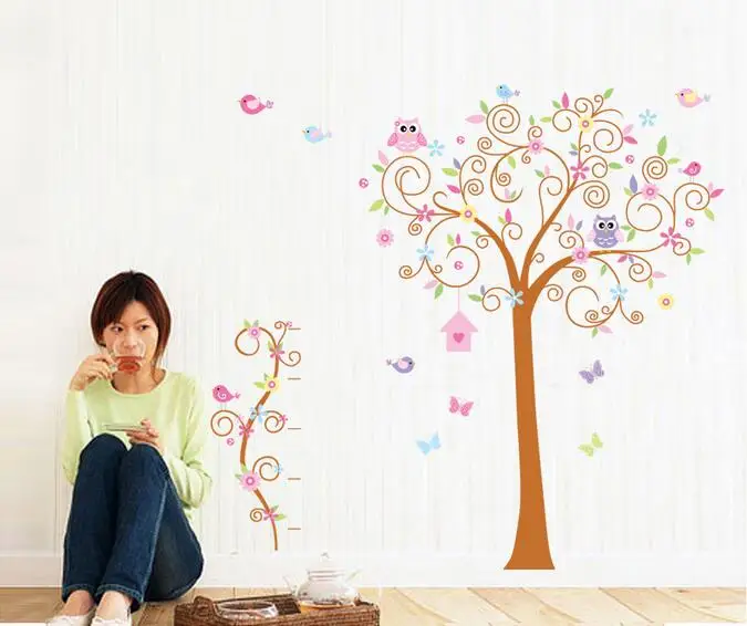 Большая Сова Дерево Дети спальня фон декоративные наклейки на стену для дома