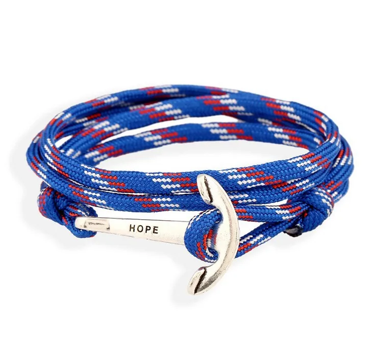 Веревка Цепь Паракорд Браслет ювелирные изделия серебряный сплав якорь надежды