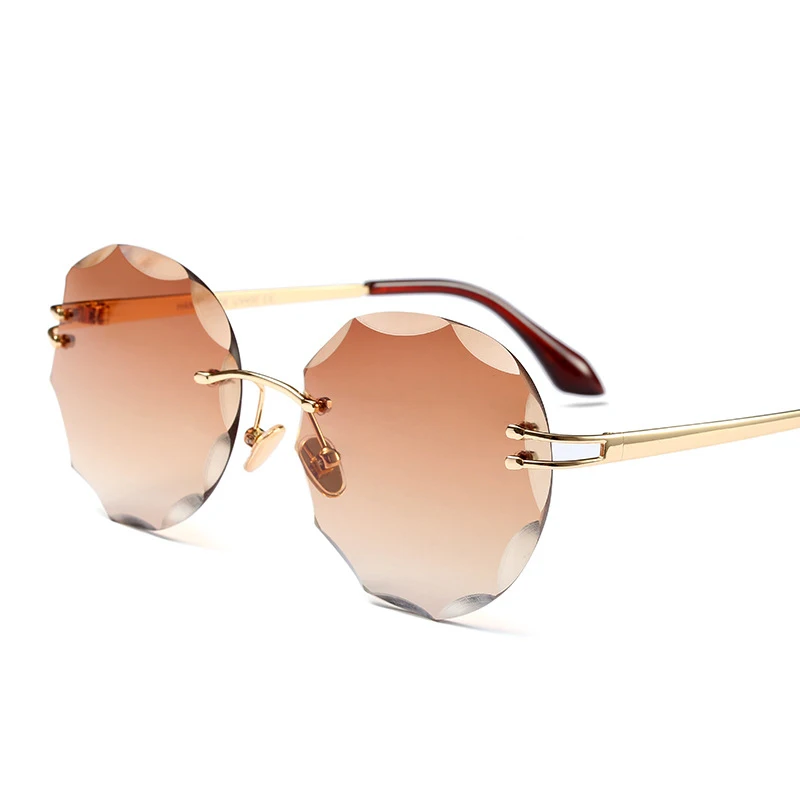 Солнцезащитные очки без оправы для женщин 2017 градиентные женские с прозрачными