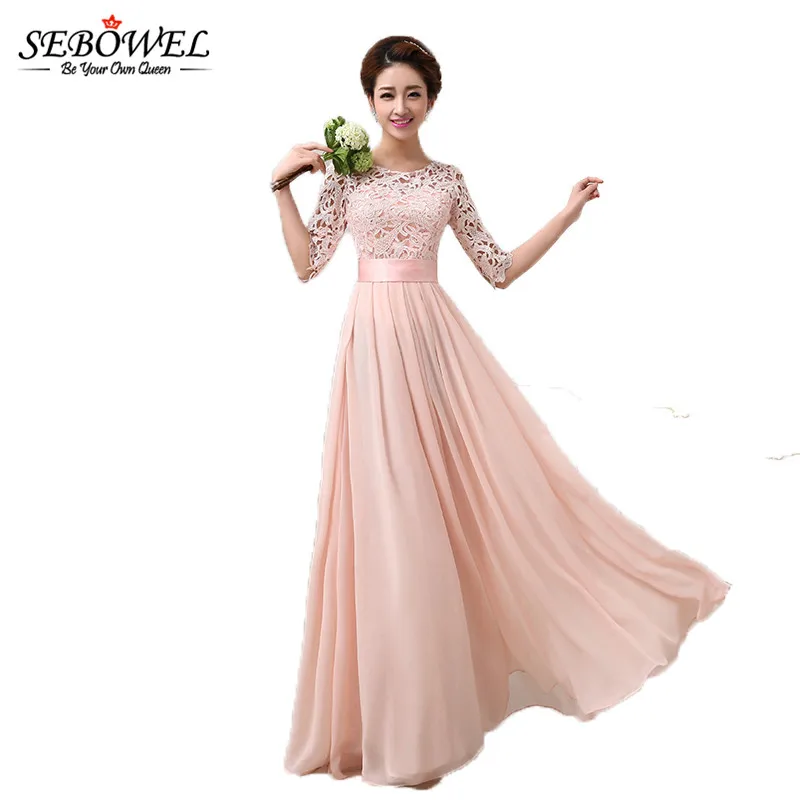 Женское длинное шифоновое платье SEBOWEL весна осень 2020 Платье макси с рукавом до