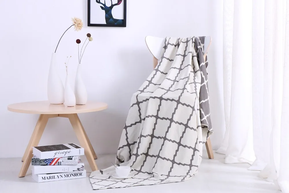 3 вида цветов доступны серый + белый полосатый узор плед хлопок теплые одеяла
