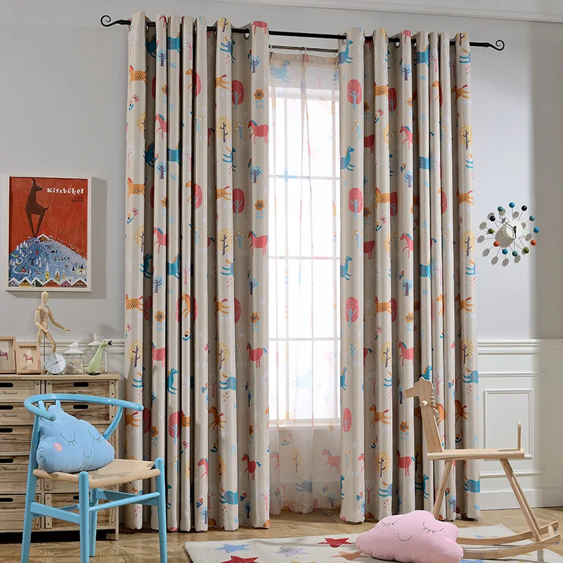 Милые затемненные шторы с изображением лошади или тюля для гостиной спальни