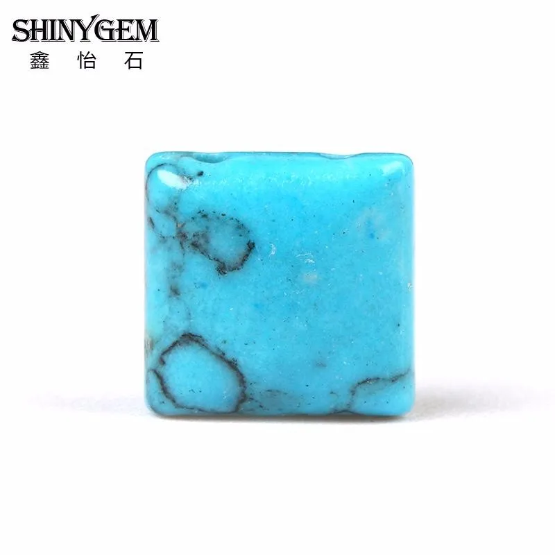 20 Piece/Lot Stabilized Turquoises Beads Square Shaped Pendant Double Hole DIY Handmade Jewelry Materials Jewelry Making