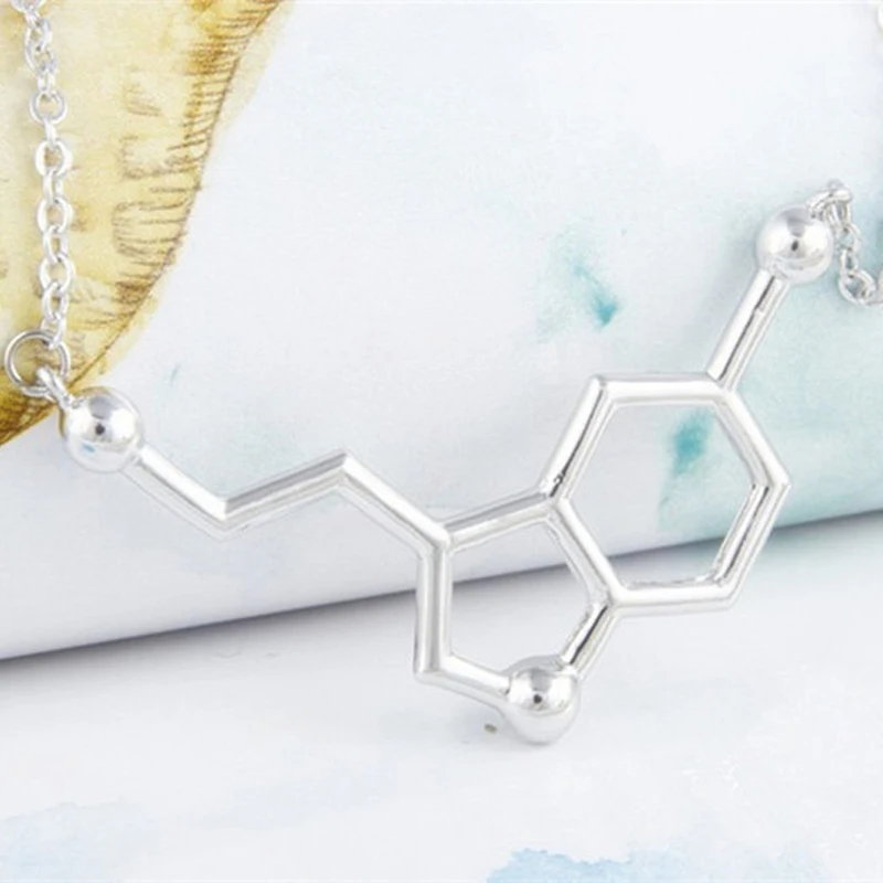 Персонализированные молекула серотонина ожерелье Science Happiness сигнал ювелирные изделия обратно в школу первый день подарок наука подарок