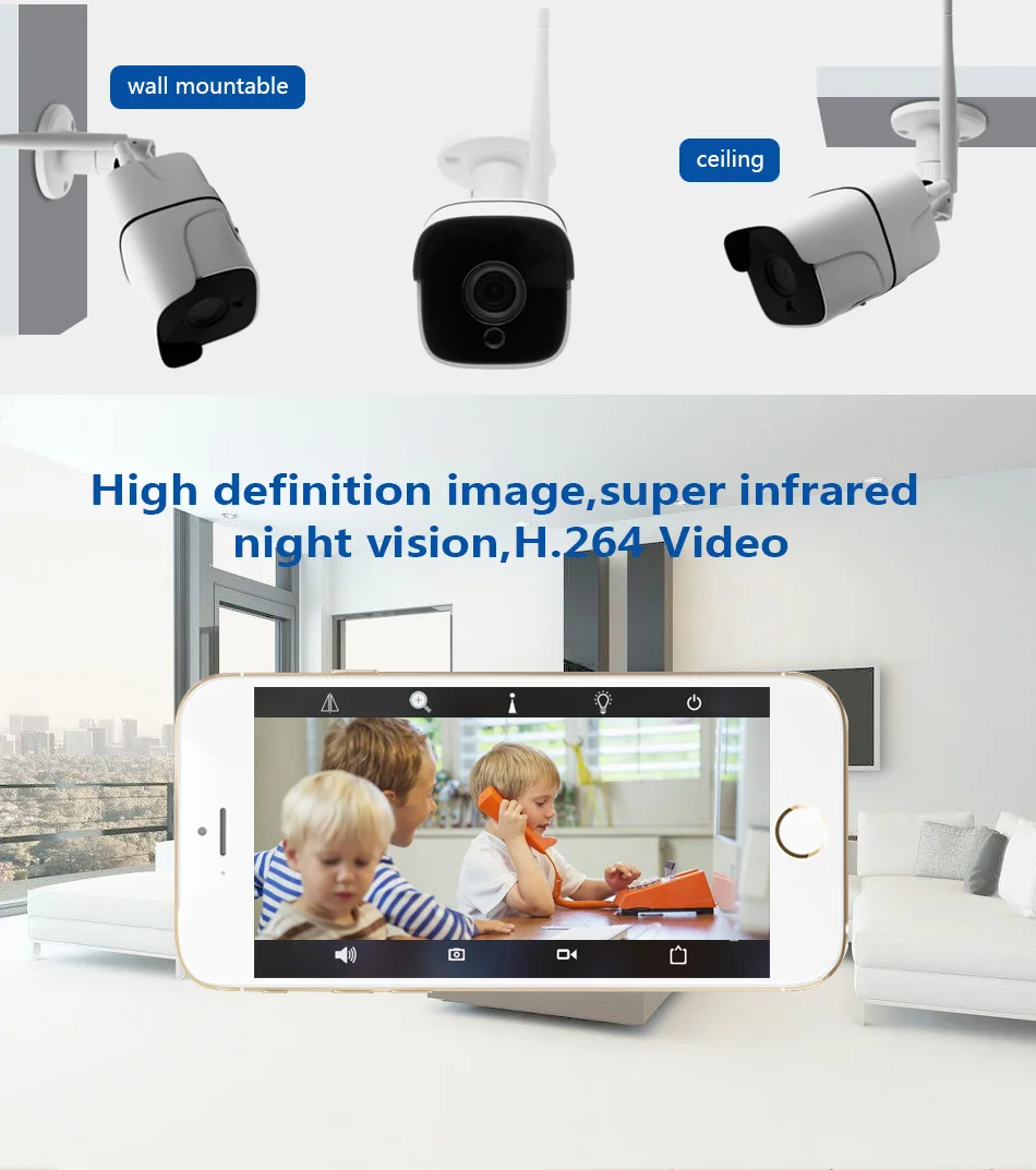 Ip-камера Wi-Fi 1080P 720P ONVIF Беспроводная Проводная P2P CCTV цилиндрическая уличная камера с разъемом для карты памяти SD Max 64G