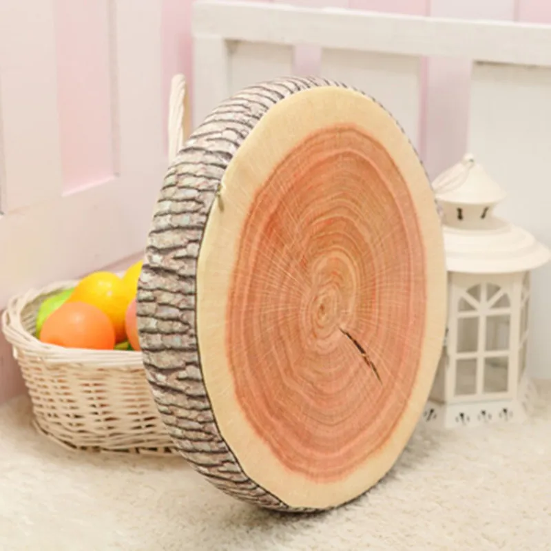 

New Creative Design Soft Sleeping Pillow Simulation Tree Stump Wood PP Cotton Stuffed Round Cushion Texture Trees Toys 5 Style