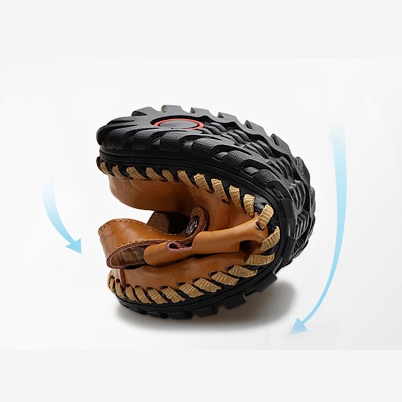 Брендовые сандалии из натуральной кожи Мужская обувь летние пляжные мужские