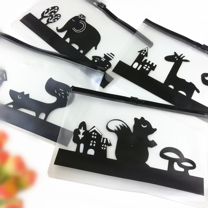 1 шт./лот Новая прозрачная матовая сумка с животными студенческий пенал на молнии