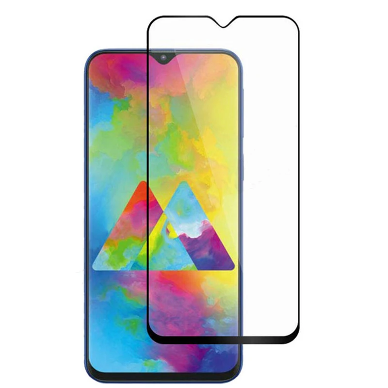 Protector de pantalla de vidrio para Samsung Galaxy M20, 2 unidades, pel&iacute;cula de cobertura de pegamento completo para Samsung Galaxy M20, pel&iacute;cula de vidrio para Galaxy M20-1