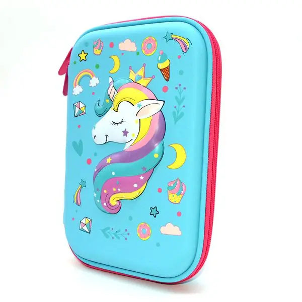 Pencil Case School EVA Trousse Scolaire Stylo Box Cute Unicorn Kawaii Astucci Estuches Lapices Etui Pennen Girls Stationery - Цвет: Blue cake unicorn